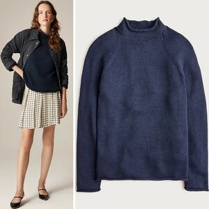 New! J. Crew 1988 Rollneck Sweater in Cotton Navy Unisex XXL